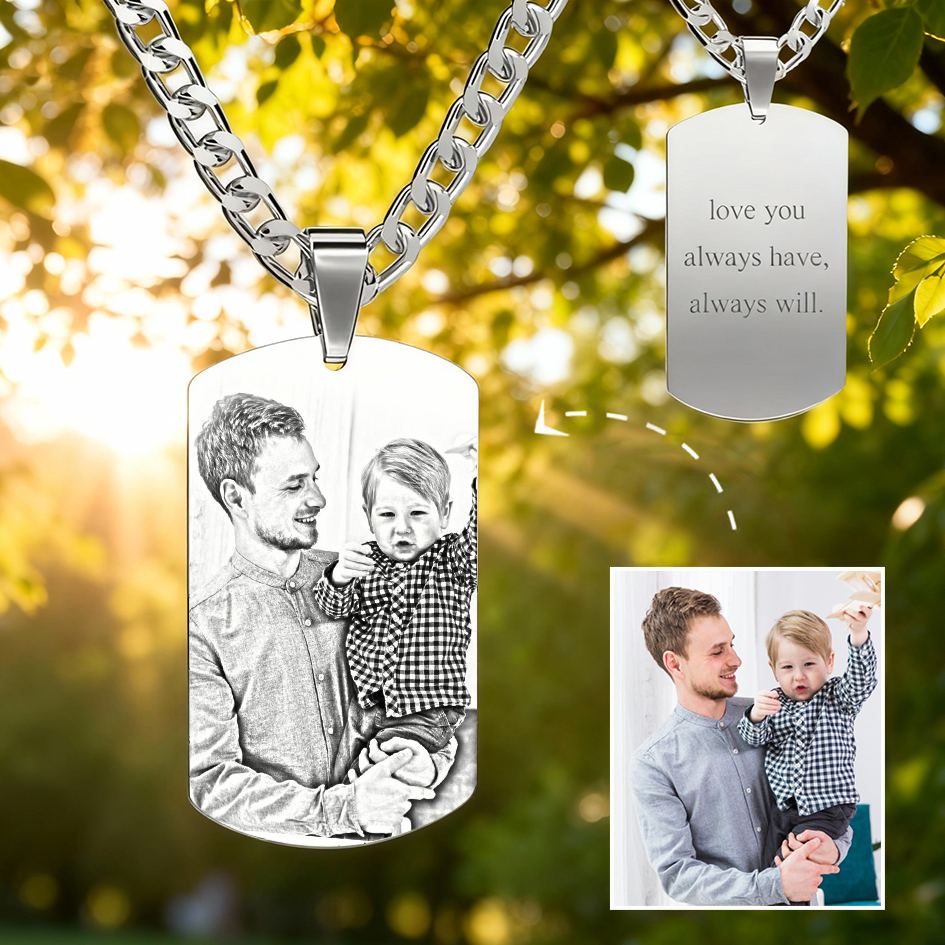 Customized Men’s Photo Medallion – Engraved Necklace for Special Moments - aiprintlab