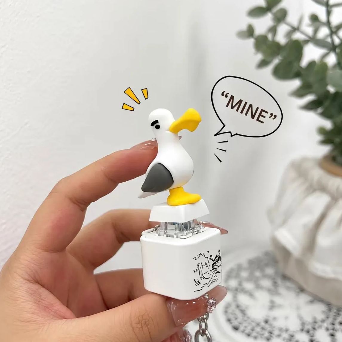 Seagull MINE Button Keychain with Real Sound and LED Light Funny Fidget Clicker Gag Gift - aiprintlab