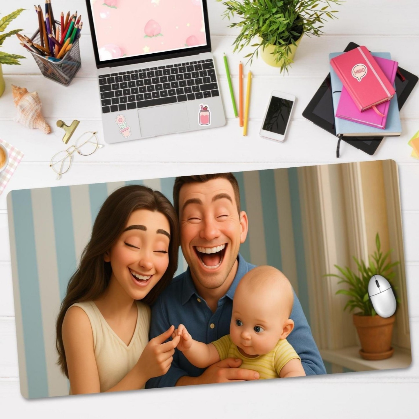 Custom Photo Desk Mat 3D Potrait Photo Mousepad Workspace Decor, Office Desk Pad, Cute Cubicle Accessory