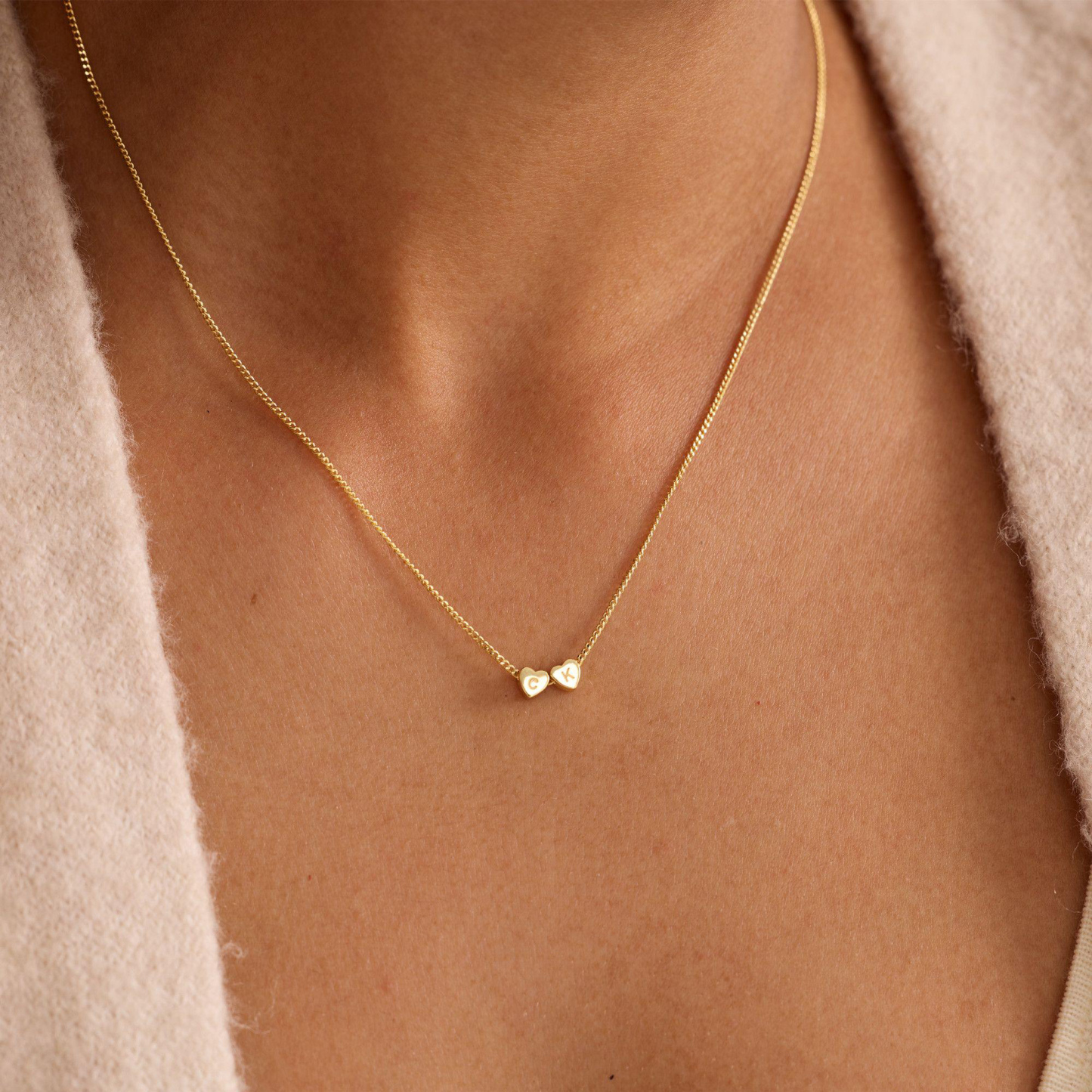 Personalized Initial Heart Necklace Custom Couple's Initial Heart Necklace Family or Lovers Initial Necklace Gifts for Her - aiprintlab