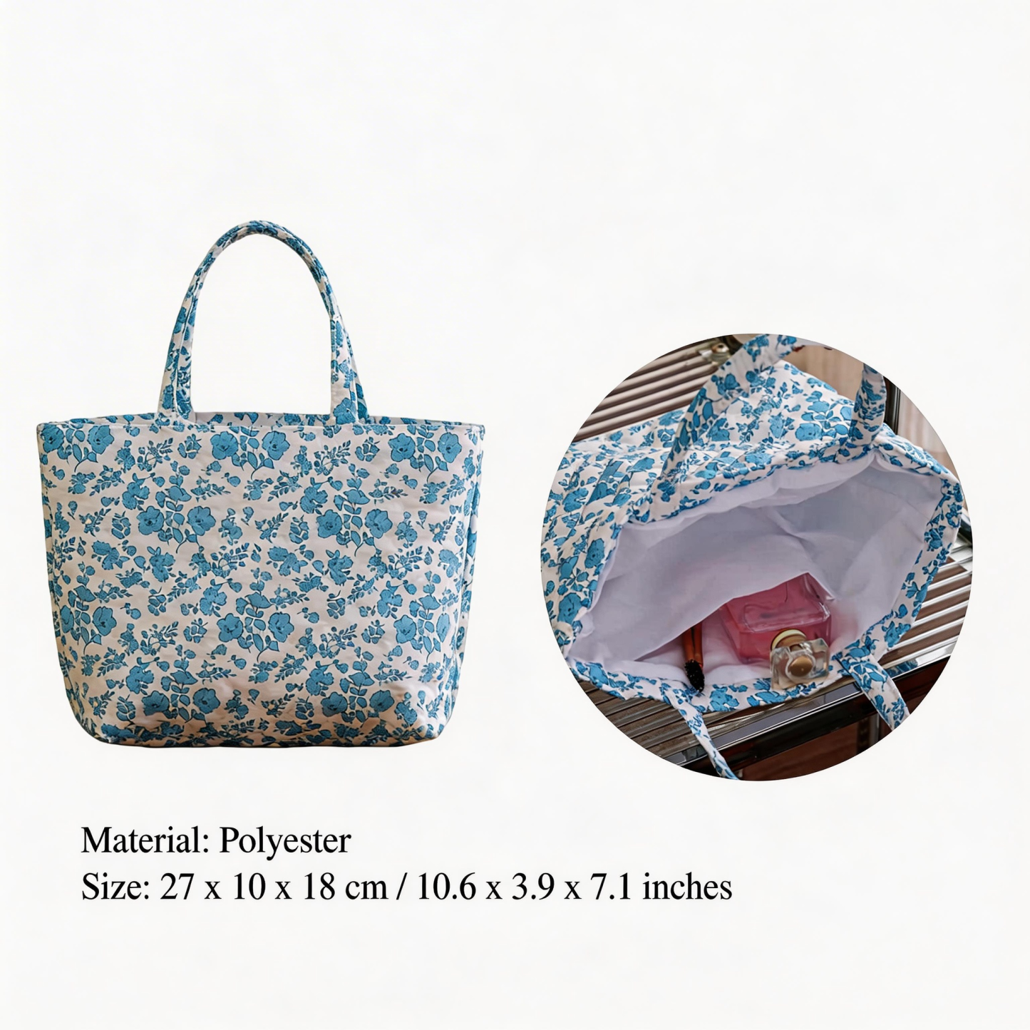 Personalized Name Block Print Tote Bag Custom Name Floral Carryall Handbag Summer Holiday Gift for Her