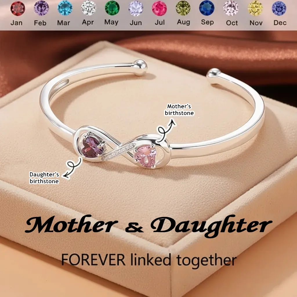 Personalized Infinity Birthstone Bracelet Custom Forever Link Bracelet The Infinite Connection Birthstone Bracelet Mother and Daughter Bracelet