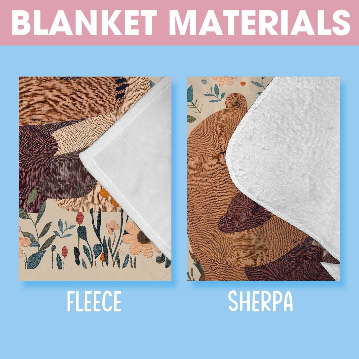 Personalized Mama Bear and Cubs  Blanket Custom Bear Family Blanket Mama Bear Throw Blanket Mother's Day Gift