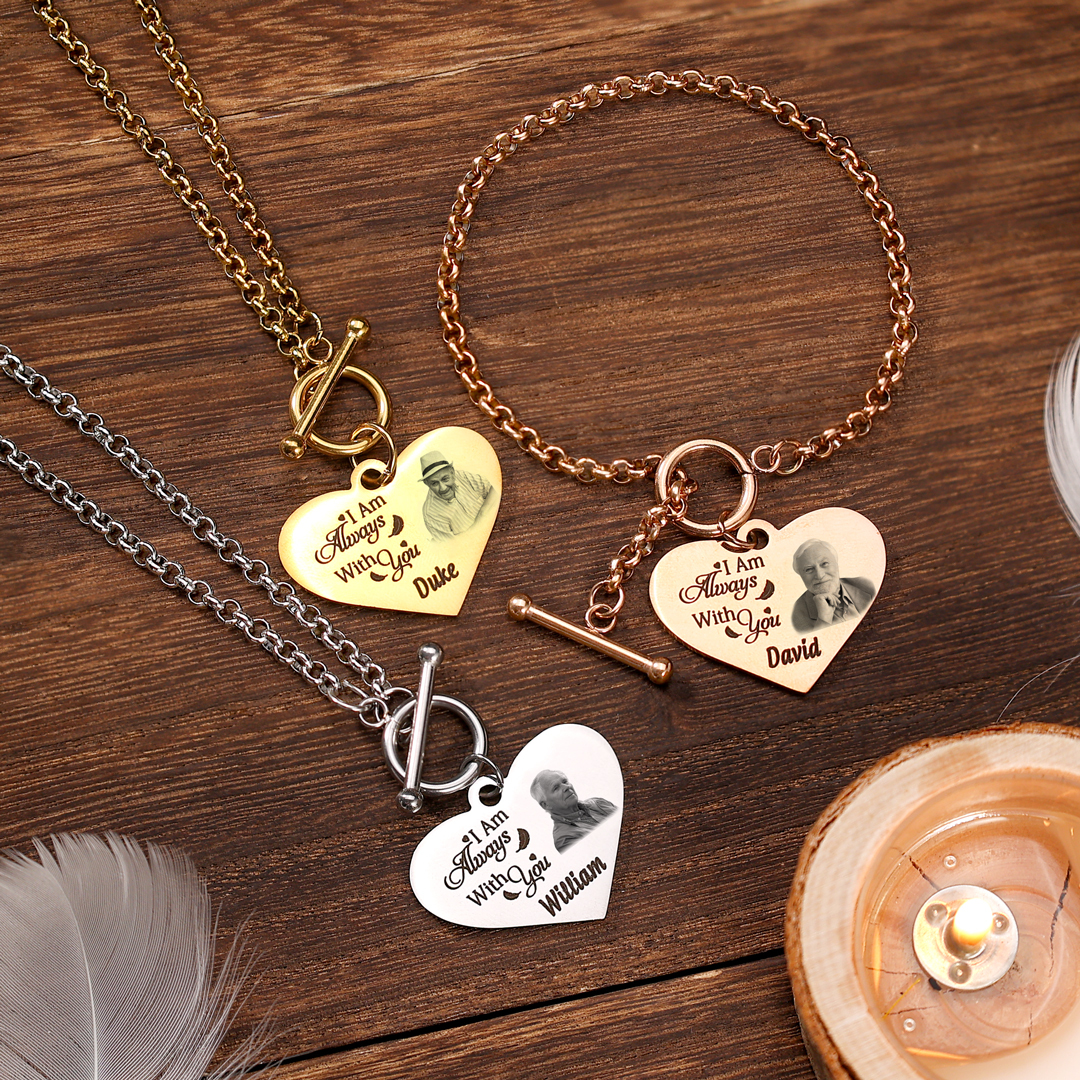 Custom Photo Memorial Bracelet Personalized "I'll Always Be with You" Engraved Bracelet Keepsake Bracelet Memory Bracelet - aiprintlab