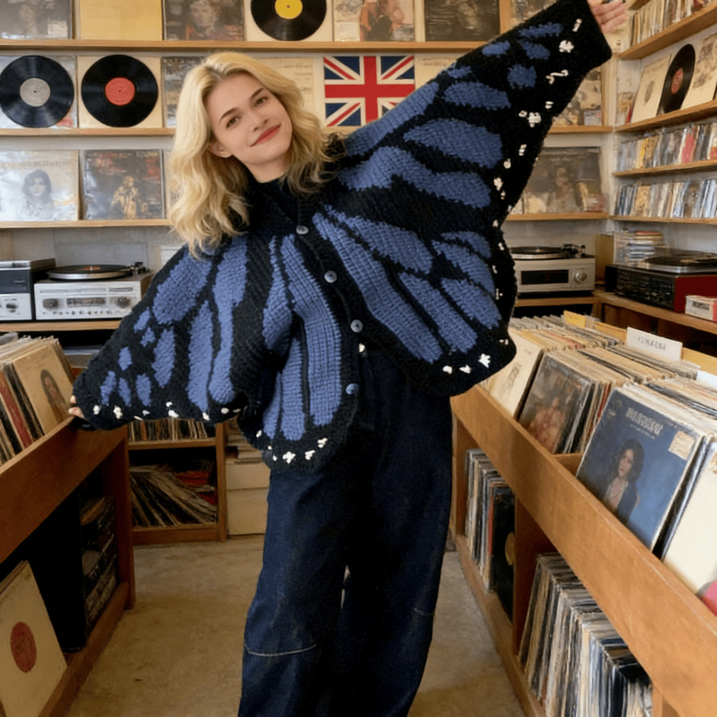 Monarch Butterfly Wrap Crochet Cape Unique Statement Shawl Boho Holiday Gift for Mom