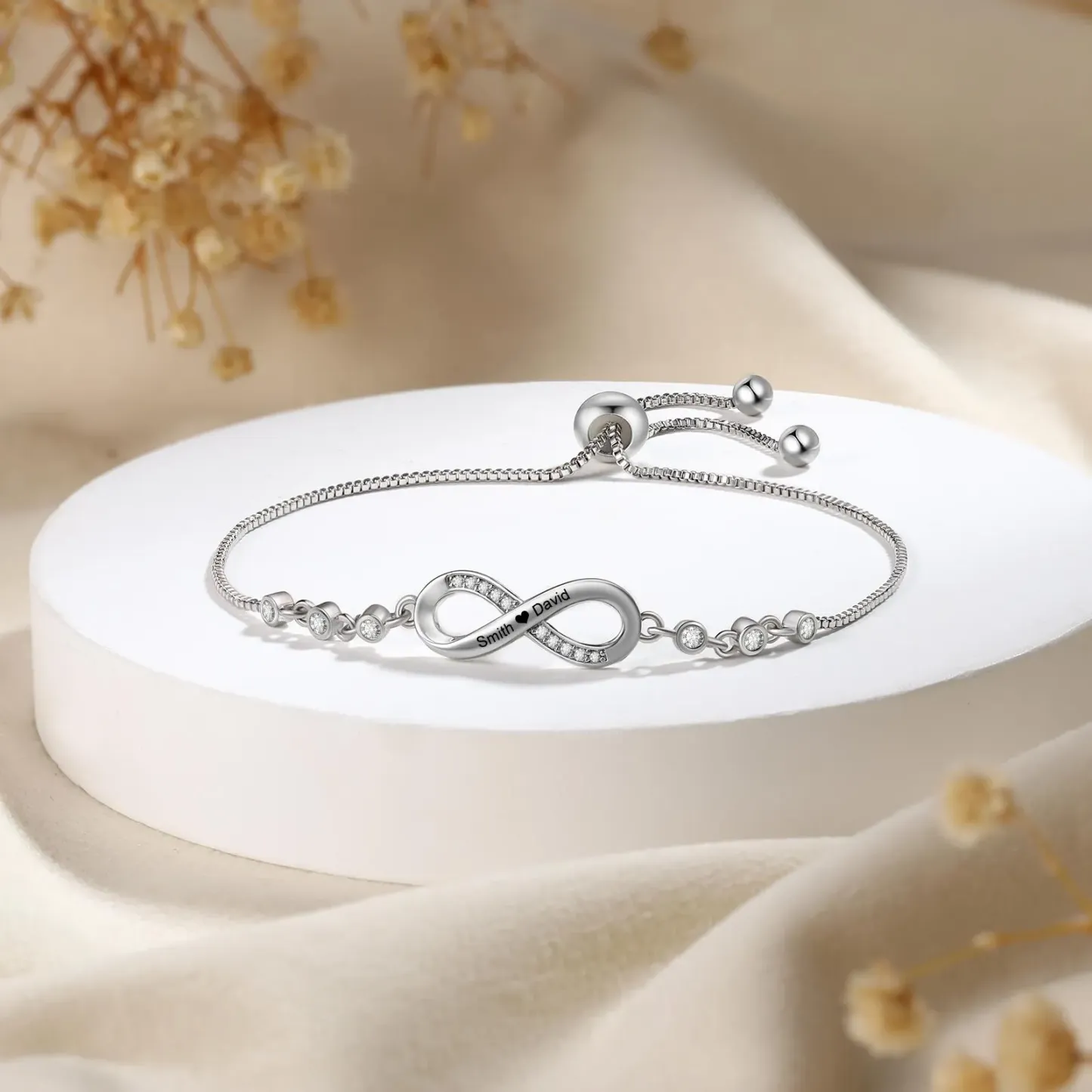 Valentine's Day Gift Personalized Infinity Couple Bracelets Set Custom Engraved Names Matching Bracelets Gifts for Him and Her - aiprintlab