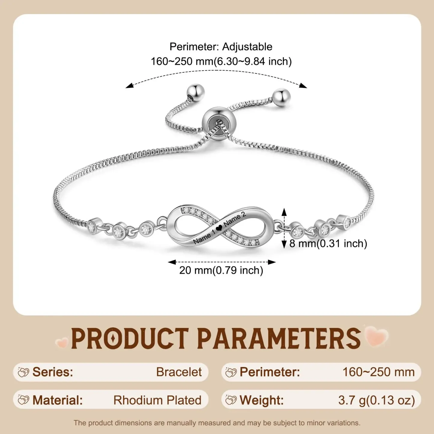 Valentine's Day Gift Personalized Infinity Couple Bracelets Set Custom Engraved Names Matching Bracelets Gifts for Him and Her - aiprintlab