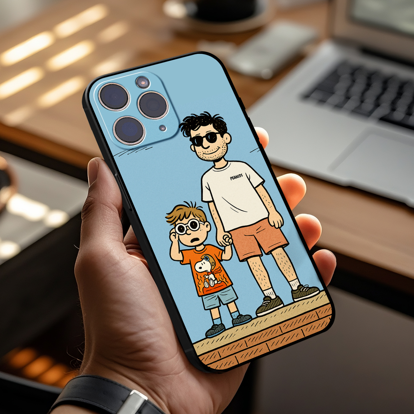 Personalized Anime Portrait Phone Case Cartoon Style Father's Day Gift