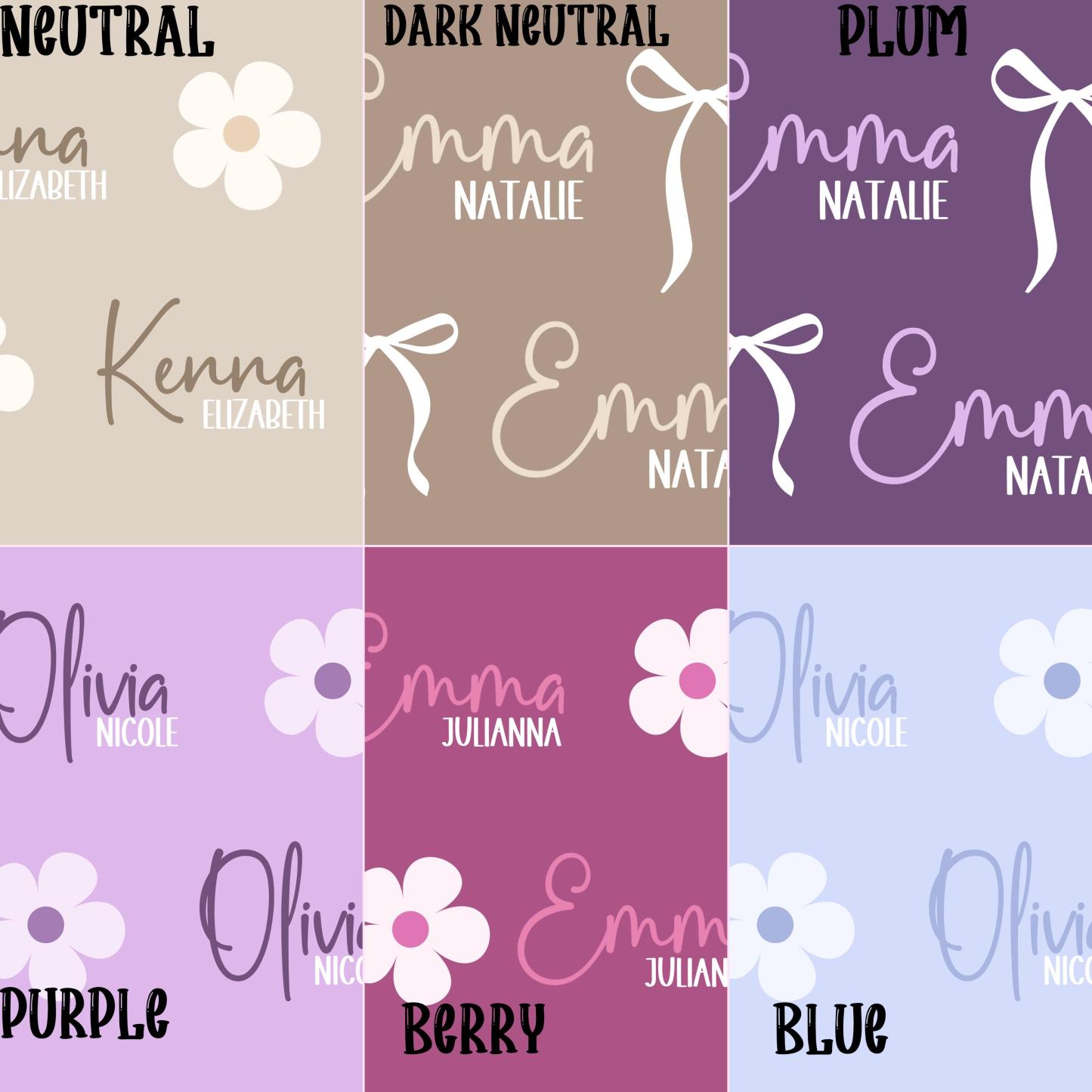 Personalized Name Pink Toile Swaddle Custom Name Ribbon Baby Blanket Newborn Coming Home Gift for Baby Girl