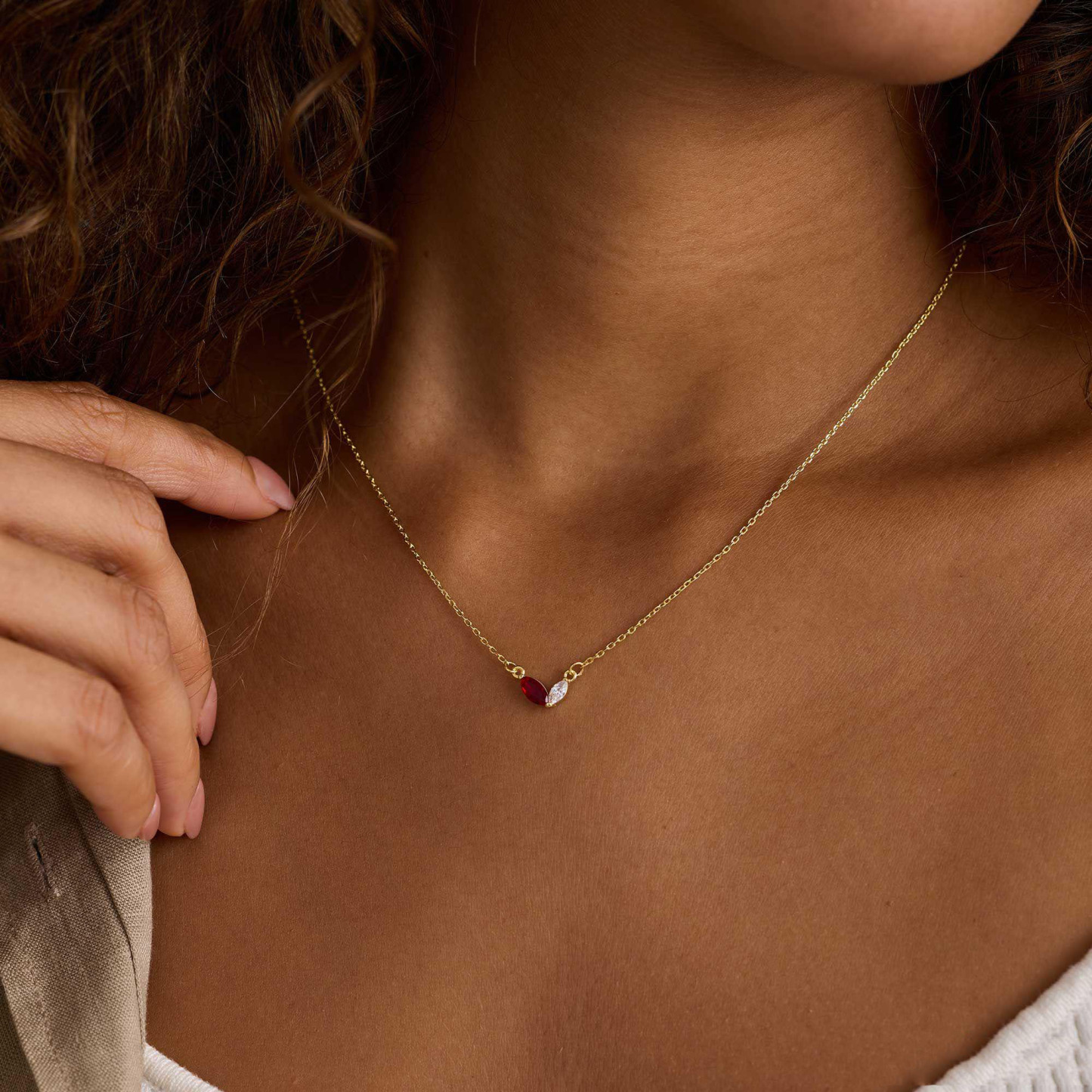 Custom Couple Birthstone Necklace for Women Personalized Family Gemstone Necklace with Marquise Stones Valentine's Day Gifts - aiprintlab