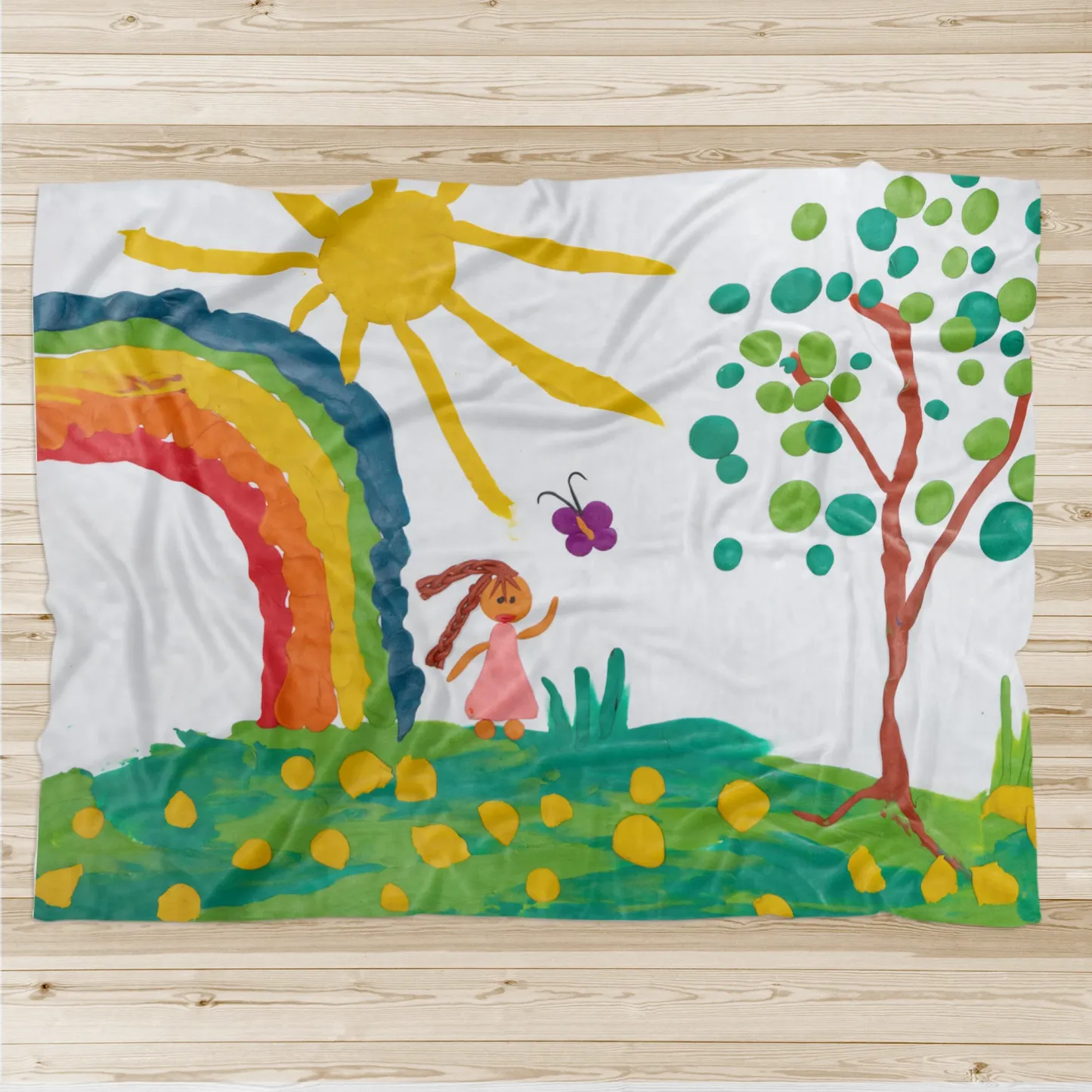 Personalized Kids Drawing Woven Blanket Custom Childrens Artwork Throw Unique Mothers Day Gift for Mom and Grandma