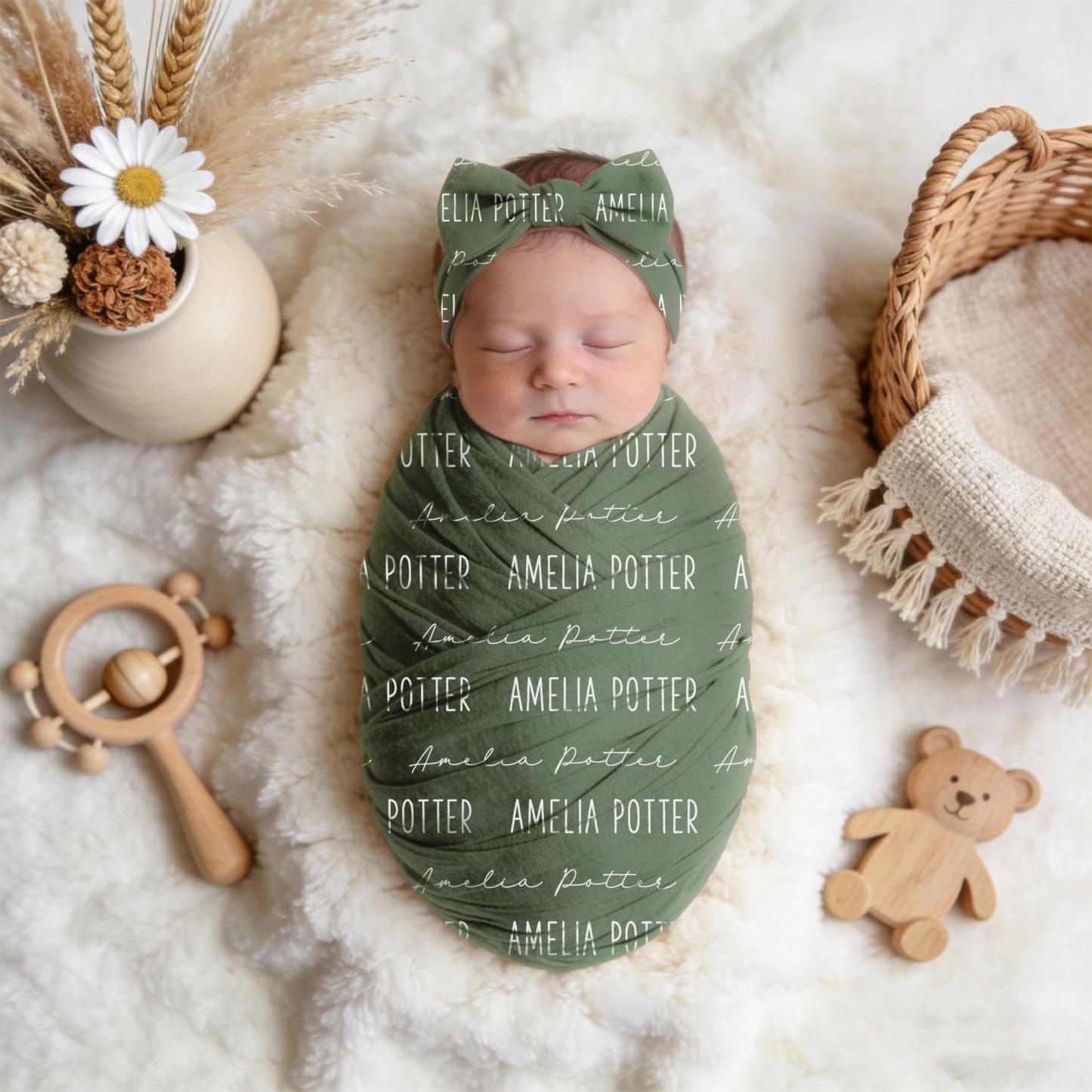 Personalized Name Swaddle Blanket Custom Name Baby Blanket Newborn Coming Home Gift for New Mom