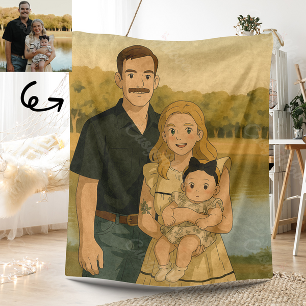 Custom Blanket Gibli Style Mother's Day Gift