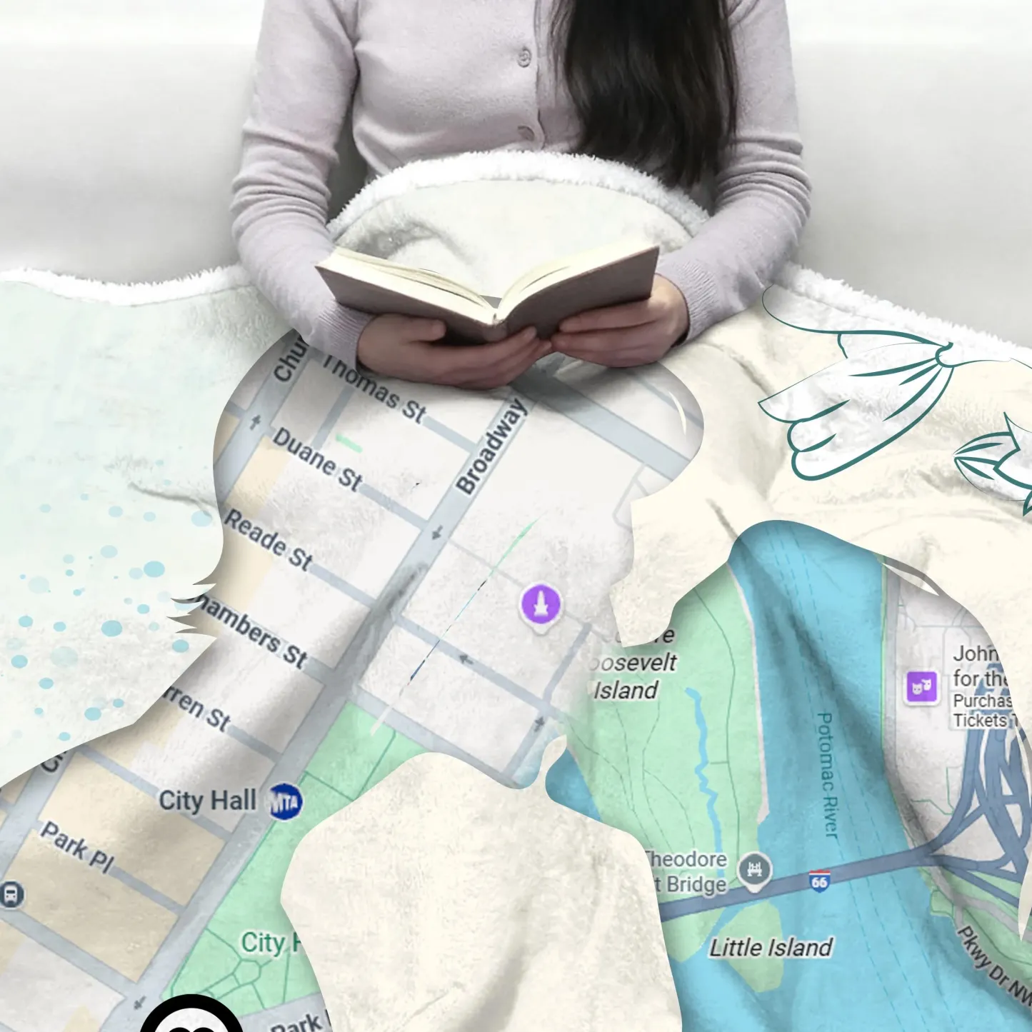 Personalized Long Distance Love Map Blanket Custom Our Love Story Map Blanket with Two Locations and Anniversary Date Gifts for Her
