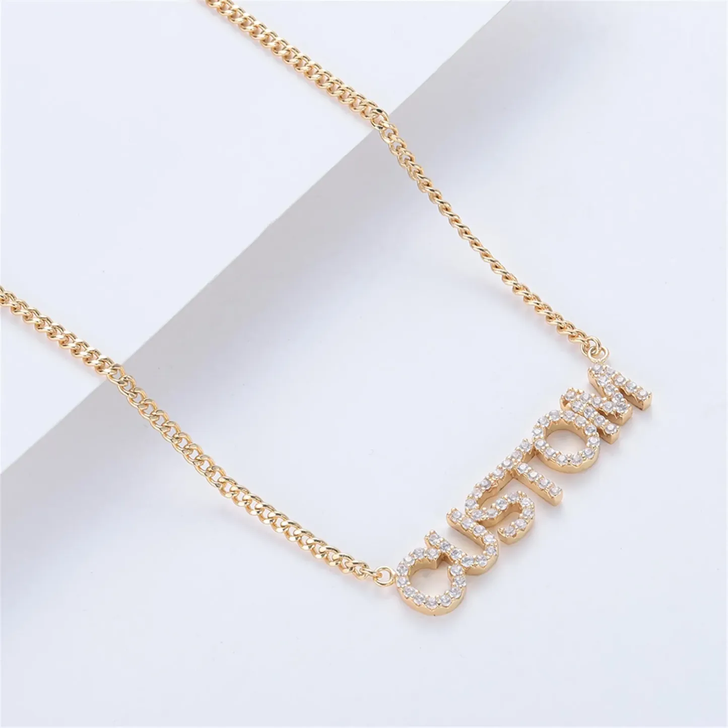 Personalized Iced Out Name Necklace for Women Custom Sparkling Nameplate Necklace Diamond Name Necklace Valentine's Day Gift - aiprintlab