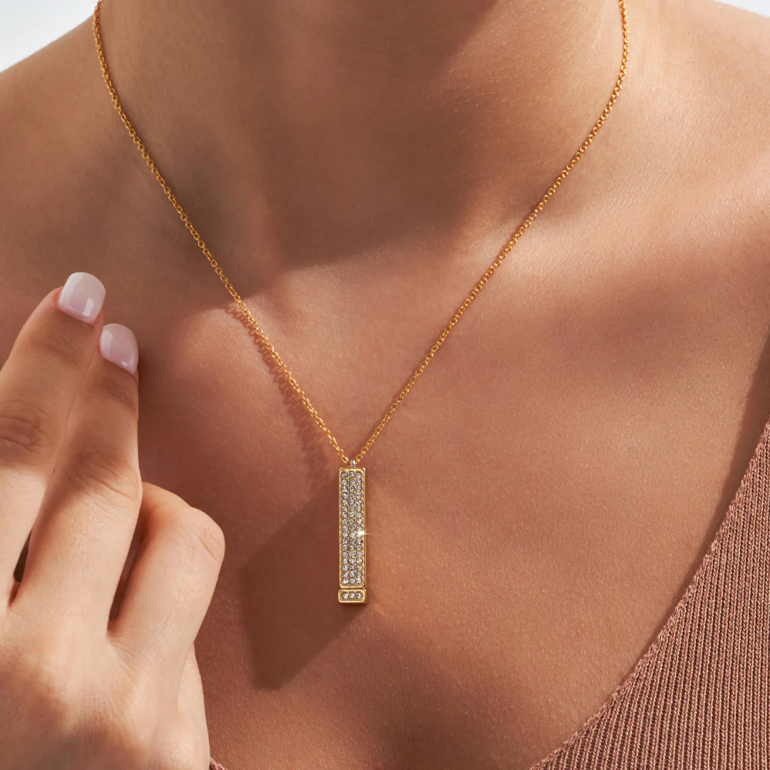 Custom Engraved Bar Necklace with Zircon Personalized Vertical Bar Necklace Hide Message Necklace Surprise Gift for Her - aiprintlab