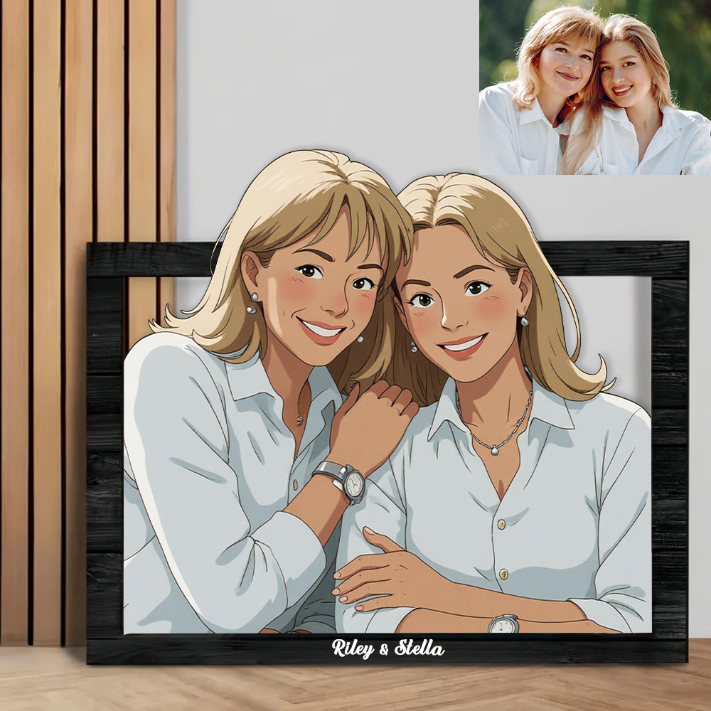 Custom Gibli-Style 3D Photo Wooden Frame Sign Mother��s Day Gifts