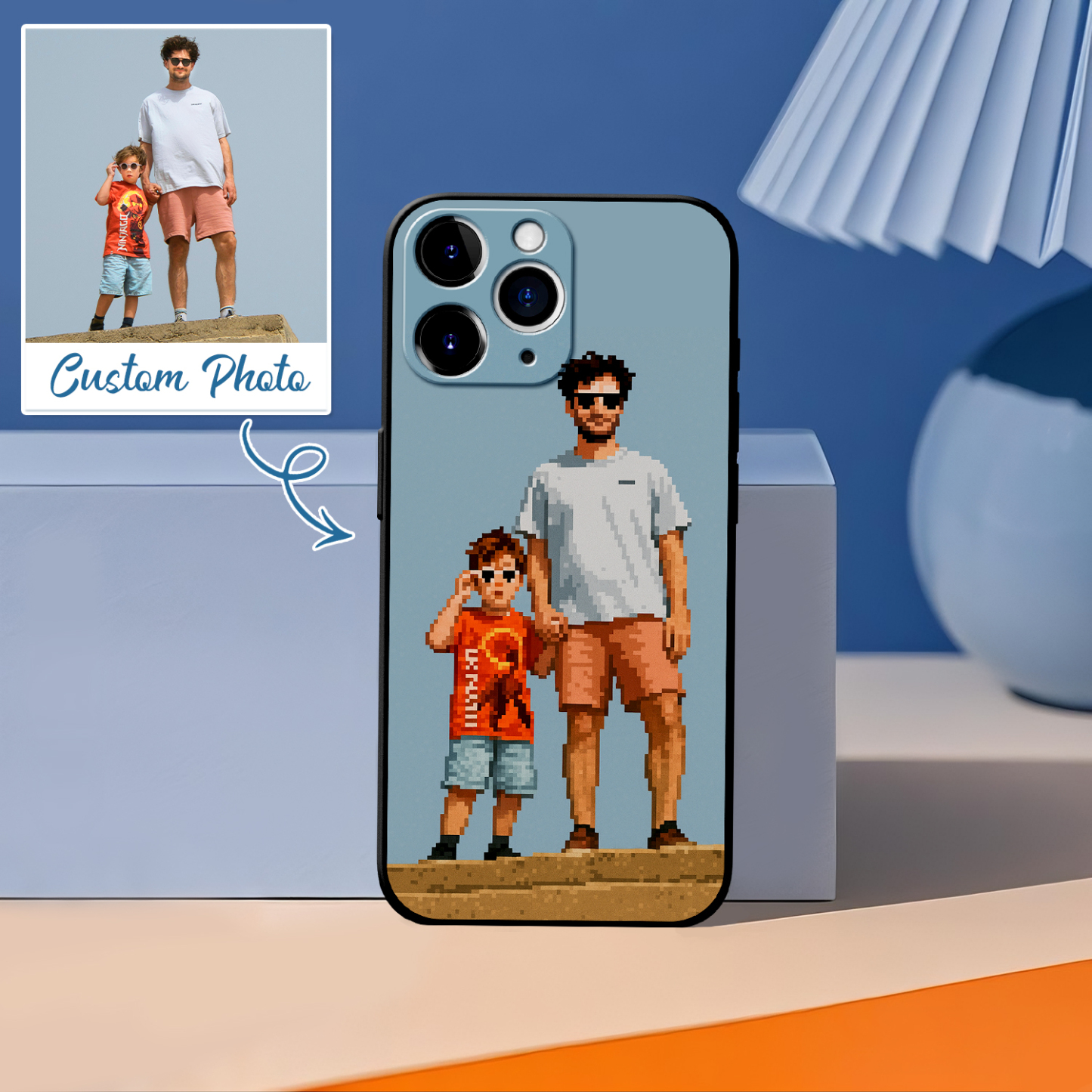 Personalized Anime Portrait Phone Case Cartoon Style Father's Day Gift