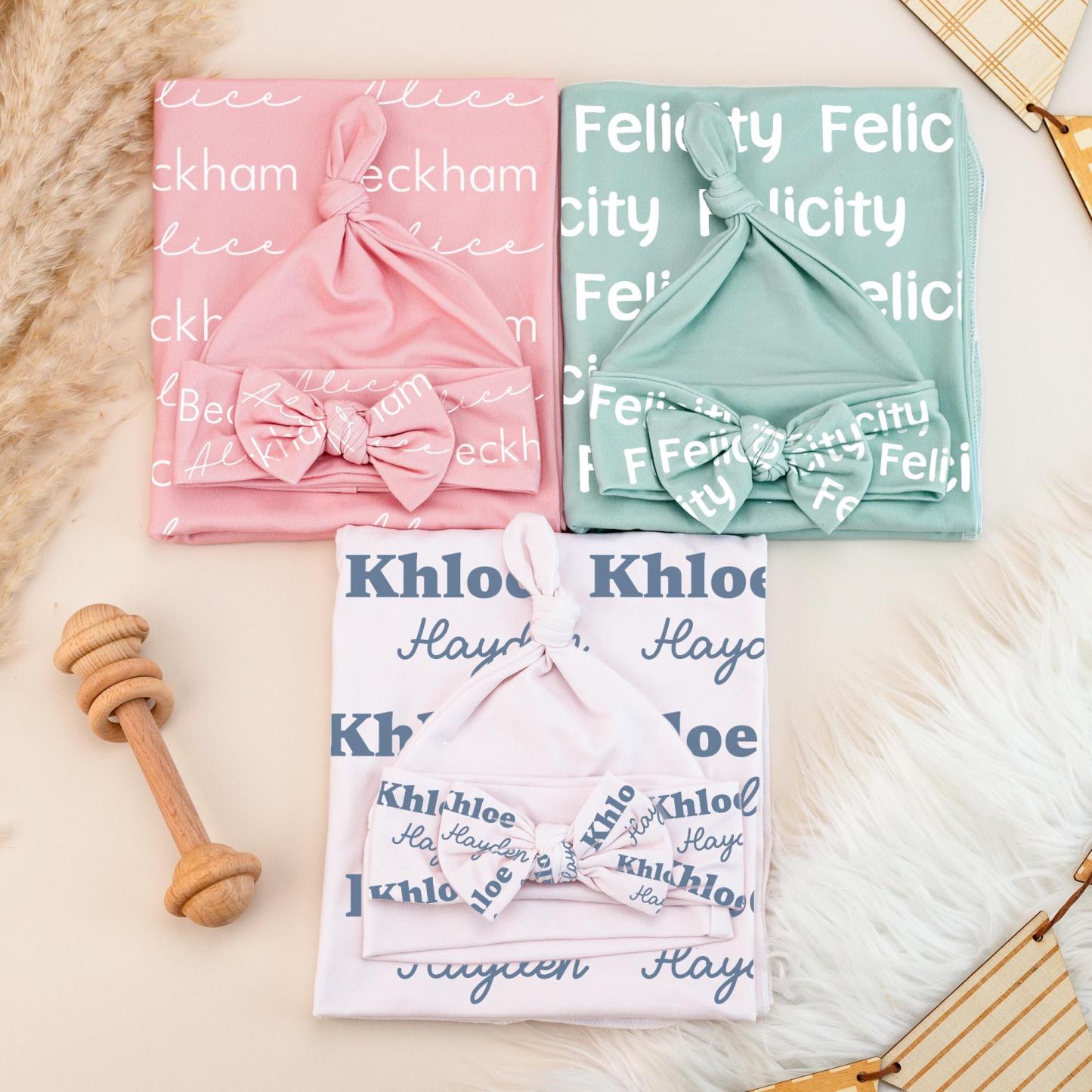 Personalized Name Swaddle Blanket Custom Name Baby Blanket Newborn Coming Home Gift for New Mom