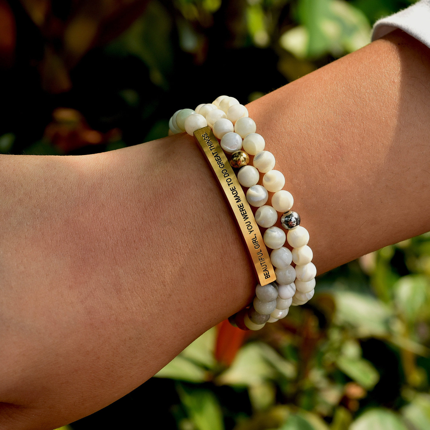 Valentine's Day Gifts Personalized Stone Bracelet with Custom Engraving Custom Message Stone Bead Bracelet for Him and Her - aiprintlab