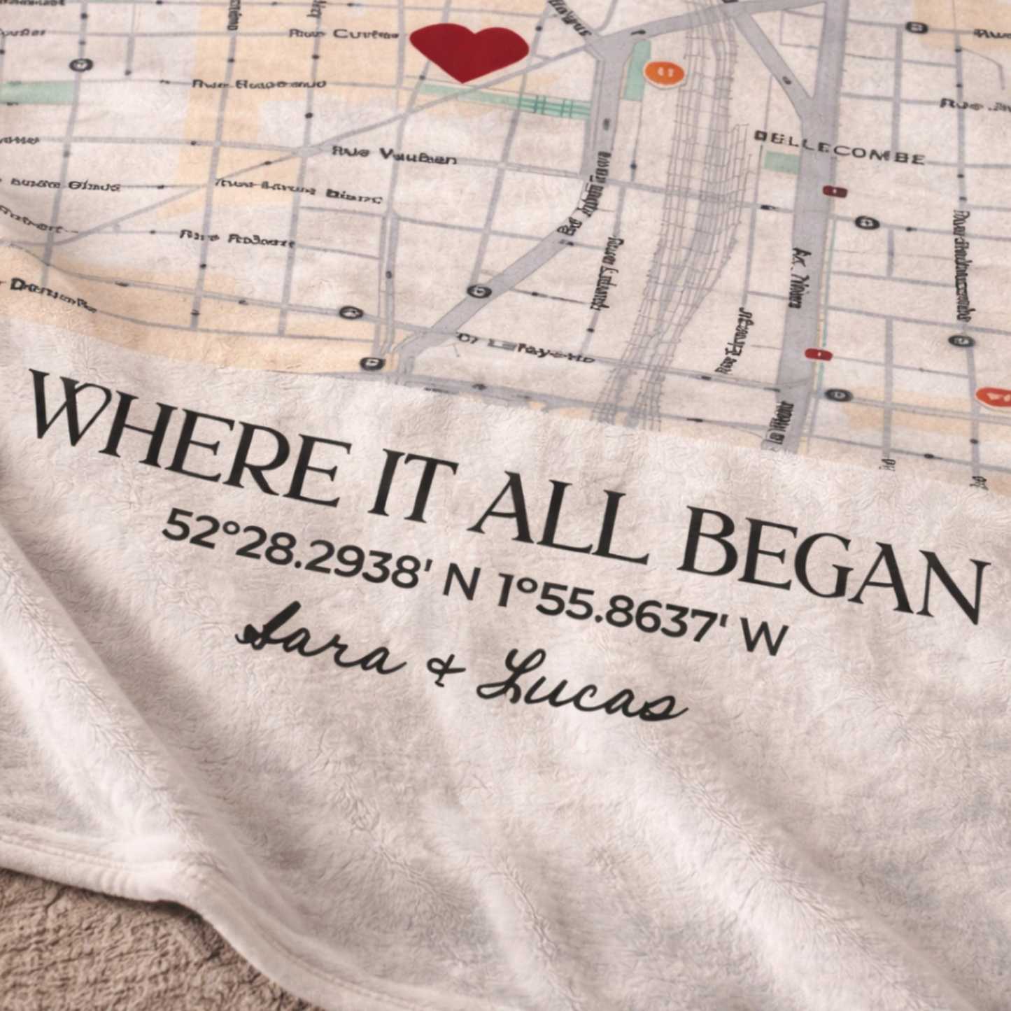 Personalized 'Where It All Began' Map Blanket Custom Location Map Throw Blanket Our Story Started Here Blanket Anniversary Gift Her Mother's Day Gifts