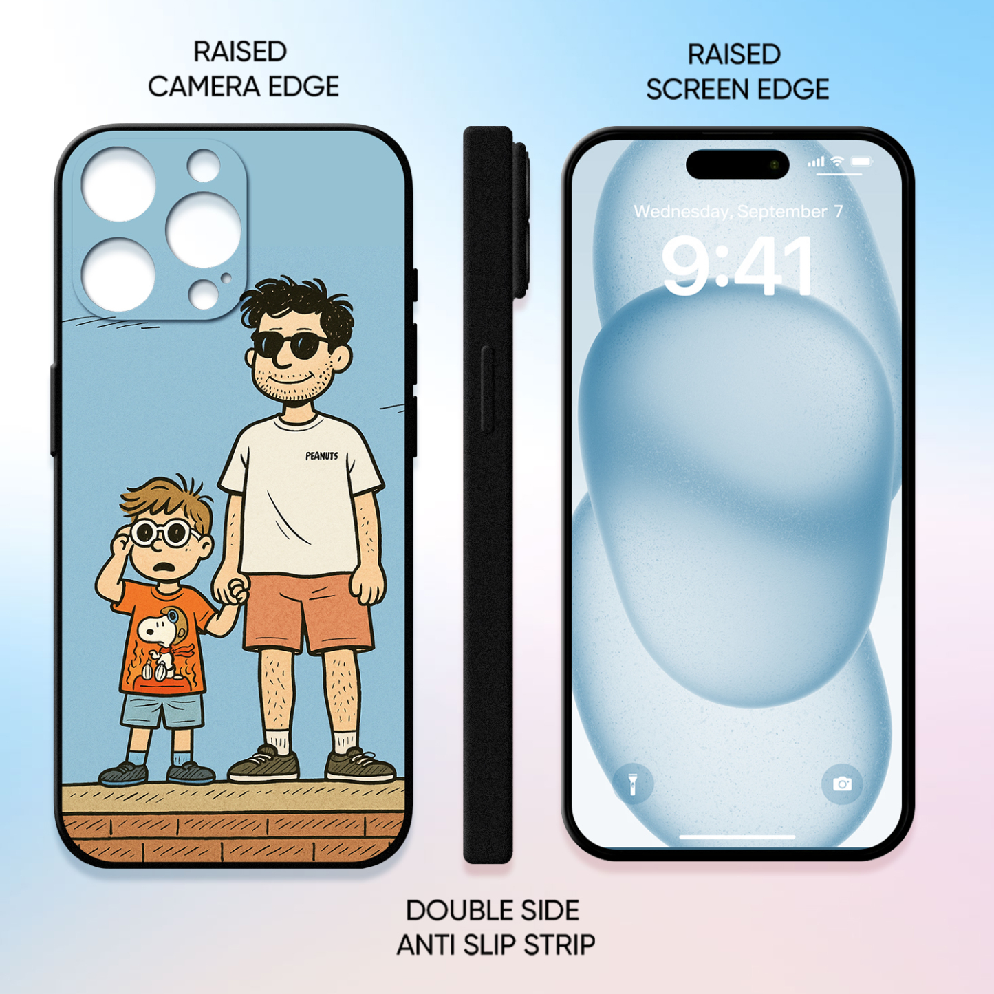 Personalized Anime Portrait Phone Case Cartoon Style Father's Day Gift