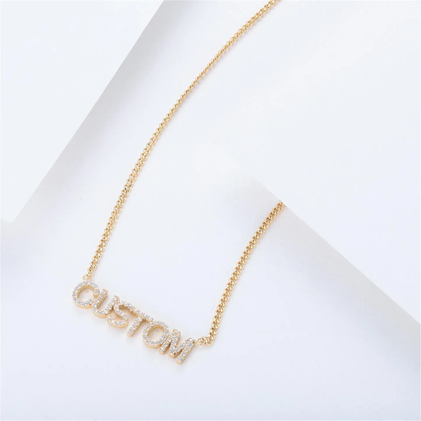 Personalized Iced Out Name Necklace for Women Custom Sparkling Nameplate Necklace Diamond Name Necklace Valentine's Day Gift - aiprintlab