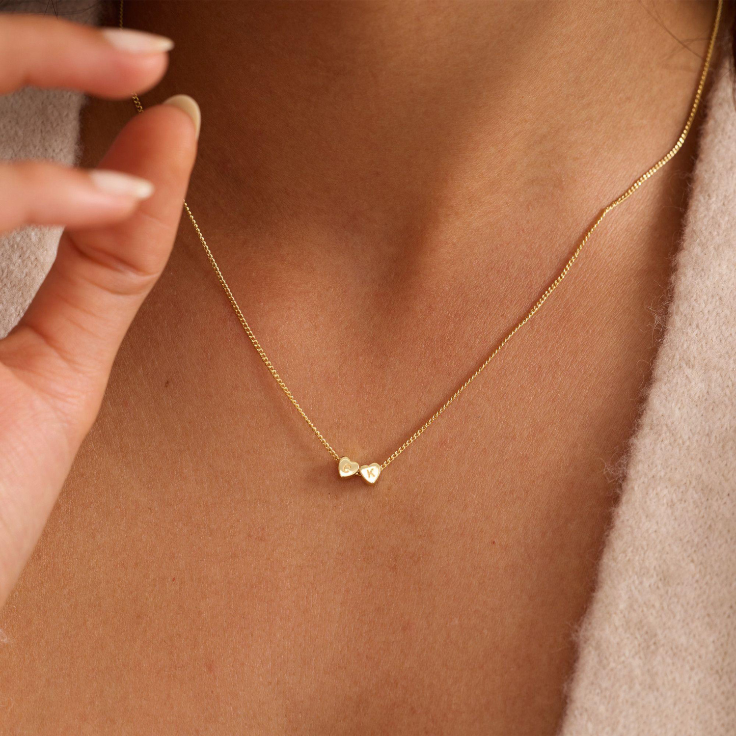 Personalized Initial Heart Necklace Custom Couple's Initial Heart Necklace Family or Lovers Initial Necklace Gifts for Her - aiprintlab