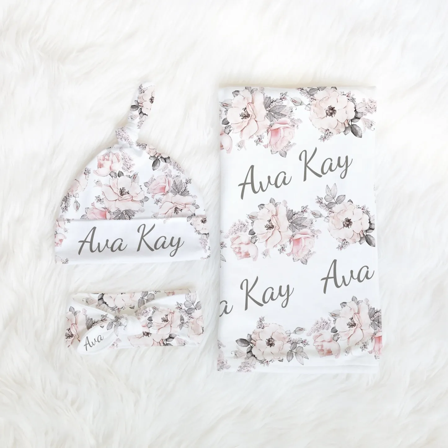 Personalized Name Floral Swaddle Custom Name Baby Blanket Newborn Coming Home Gift for Baby Girl