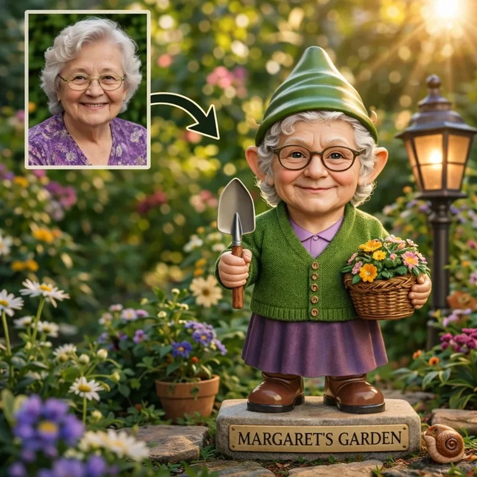 Custom Gnome From Any Photo - Personalized Gardening Acrylic Plaque Stake - Funny Gift for Her, Mom, Grandma - aiprintlab