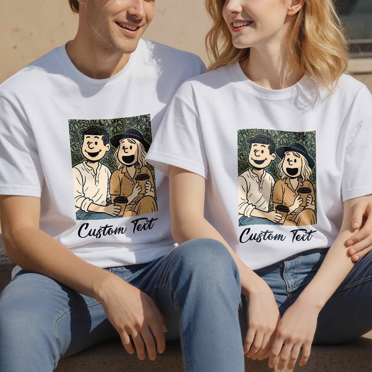 Personalized Anime Portrait Tshirt with Custom Text, Cartoon Style Drawing Shirt, Gift for Mom Dad Kids from Photo, Custom Gibli Art