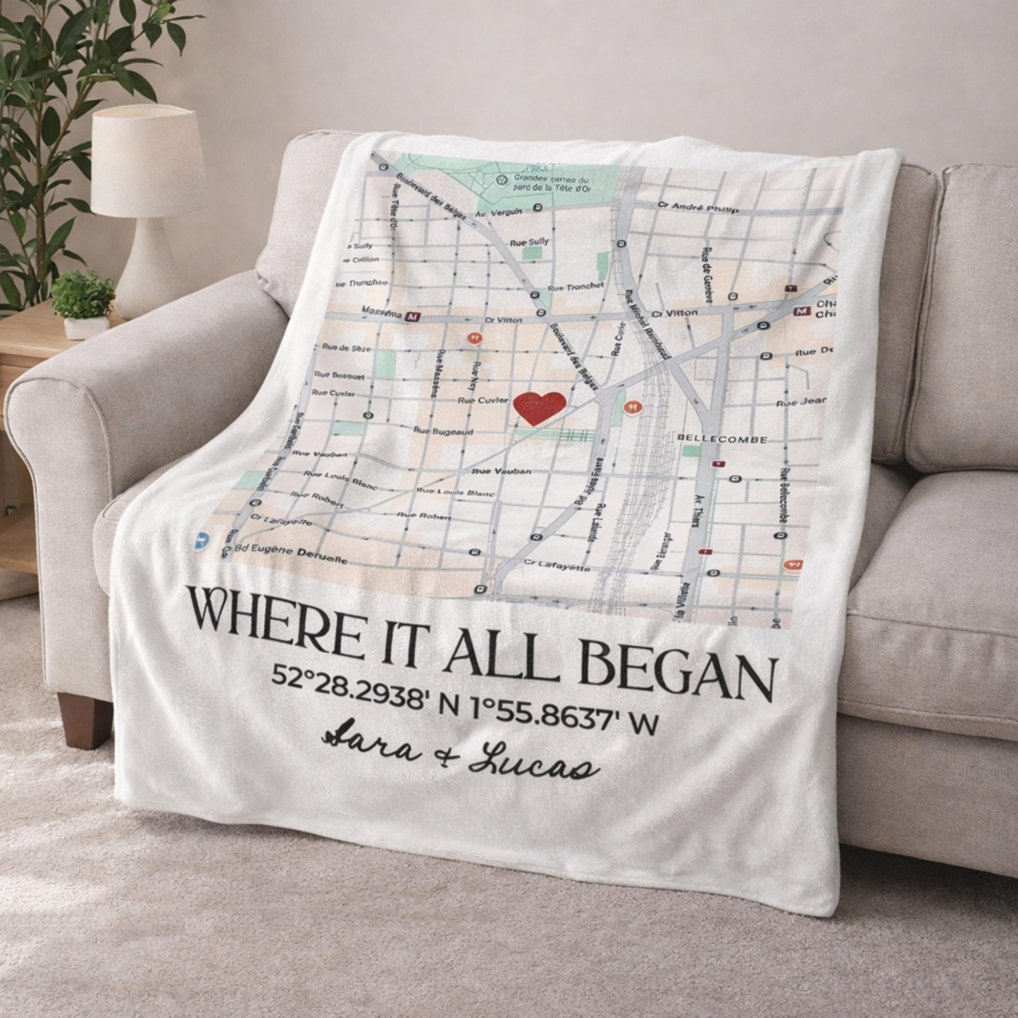 Personalized 'Where It All Began' Map Blanket Custom Location Map Throw Blanket Our Story Started Here Blanket Anniversary Gift Her Mother's Day Gifts