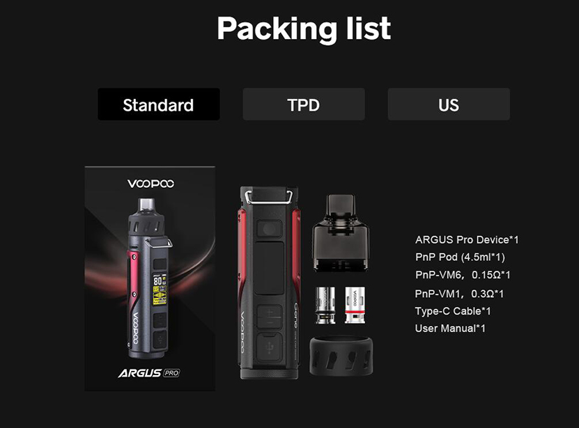 VOOPOO Argus Pro Kit Package