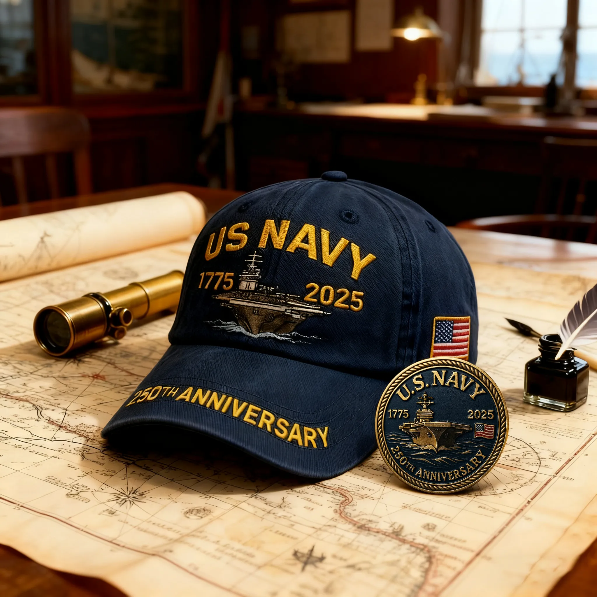 🎉Last Day Only $19.99 🇺🇸 250th Anniversary U.S. Navy Hat Set⚓Free Symbolizes Honor Gift