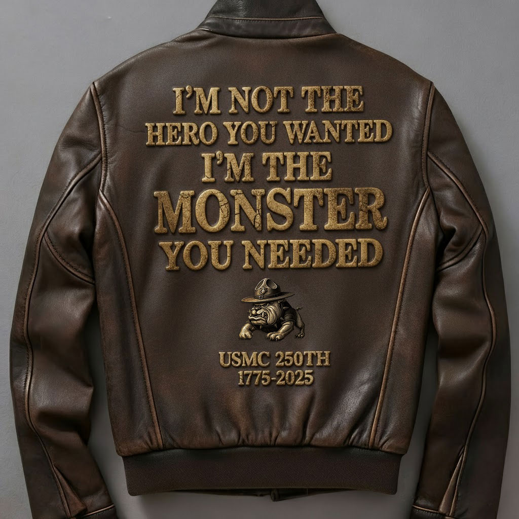 The Monster You Needed” Military Style Leather Jacket