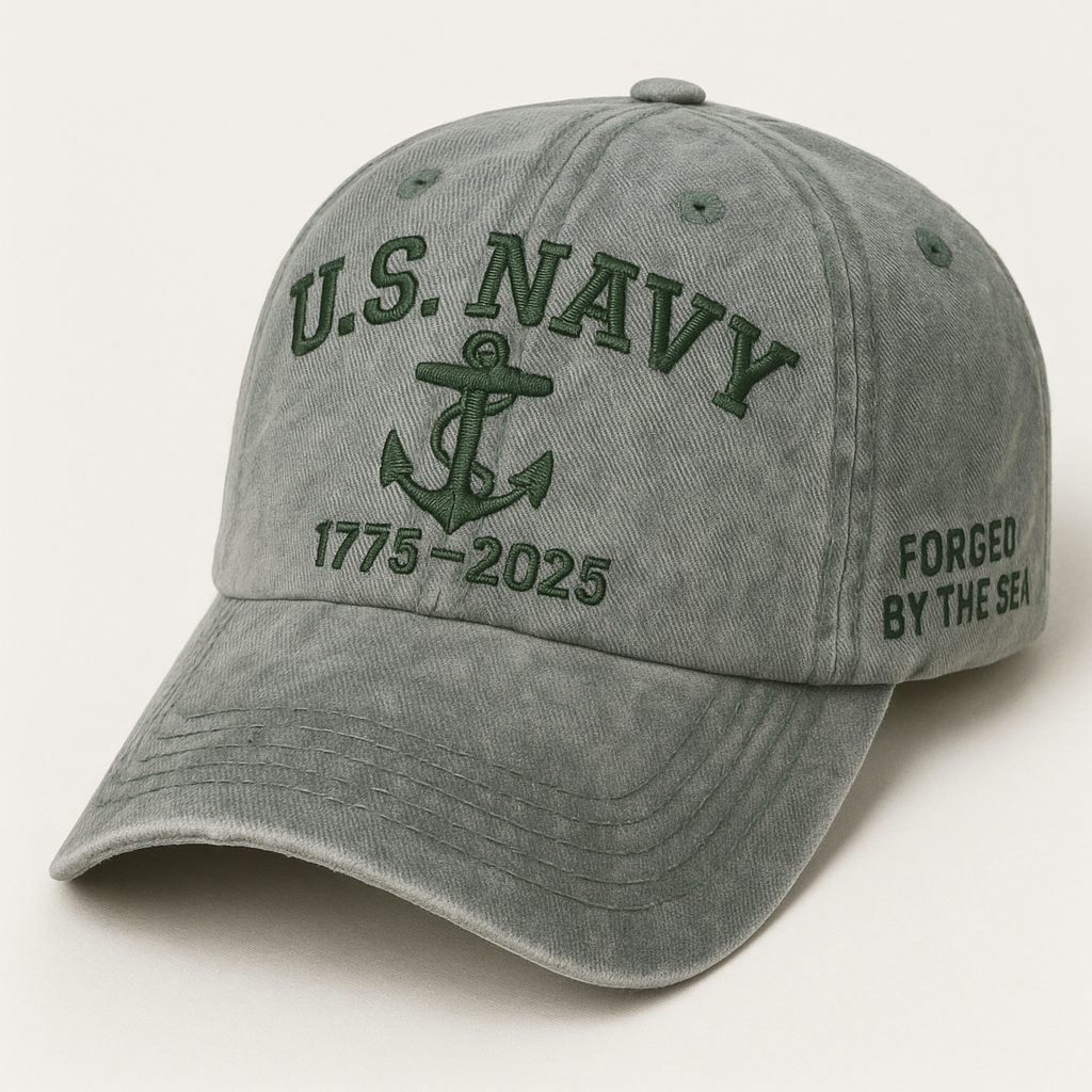 U.S. Navy 250th Anniversary Cap – Washed Gray Green
