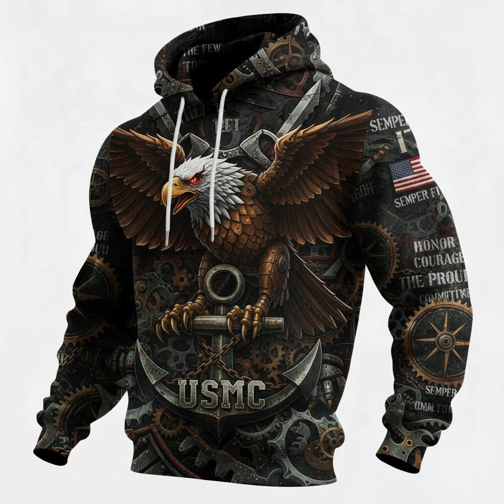 Guardian of Freedom: USMC Eagle & Anchor Hoodie