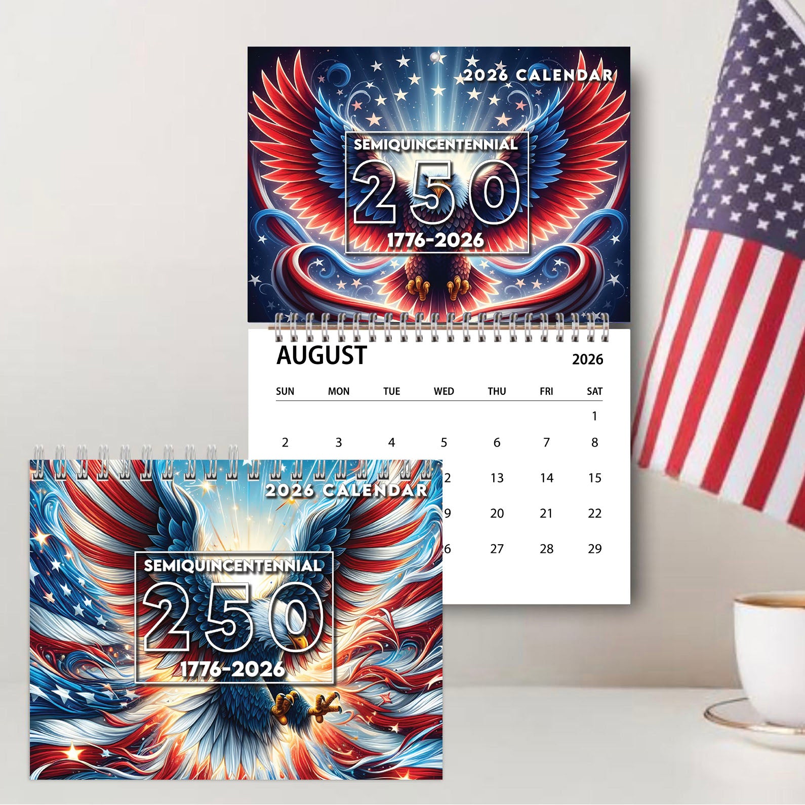 250 Years of America Wall Calendar | 250 Years of Freedom Anniversary | Celebrate 250th Birthday of USA Gift