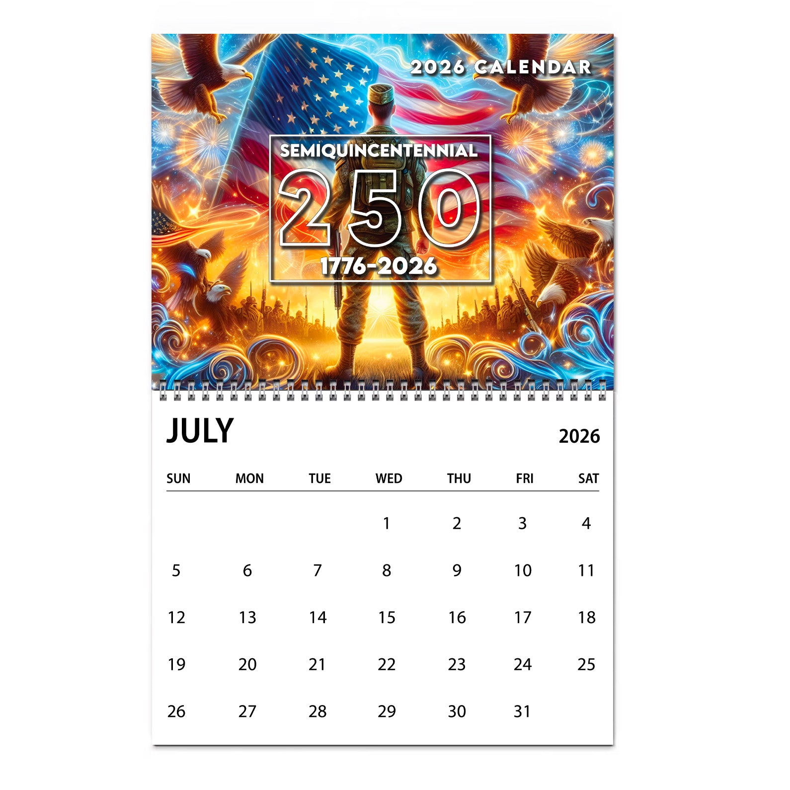 250 Years of America Wall Calendar | 250 Years of Freedom Anniversary | Celebrate 250th Birthday of USA Gift