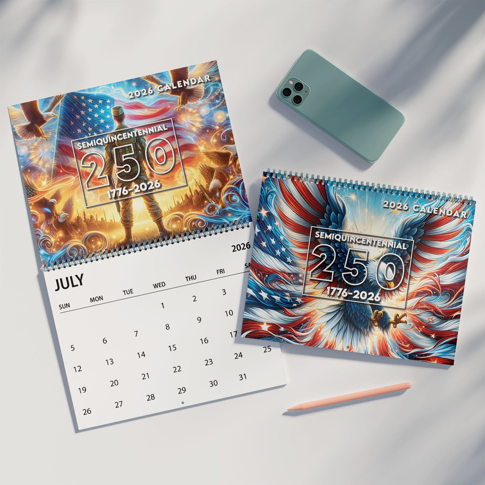 250 Years of America Wall Calendar | 250 Years of Freedom Anniversary | Celebrate 250th Birthday of USA Gift
