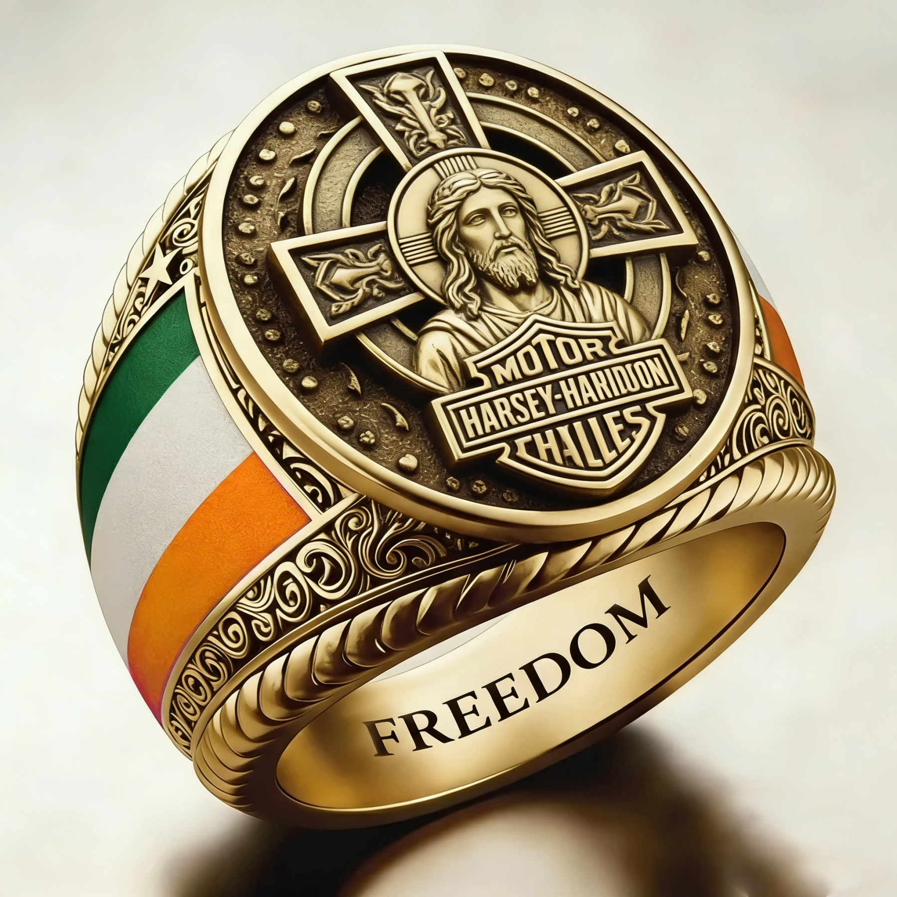 Jesus Protects My Ride Harley Rider Ring