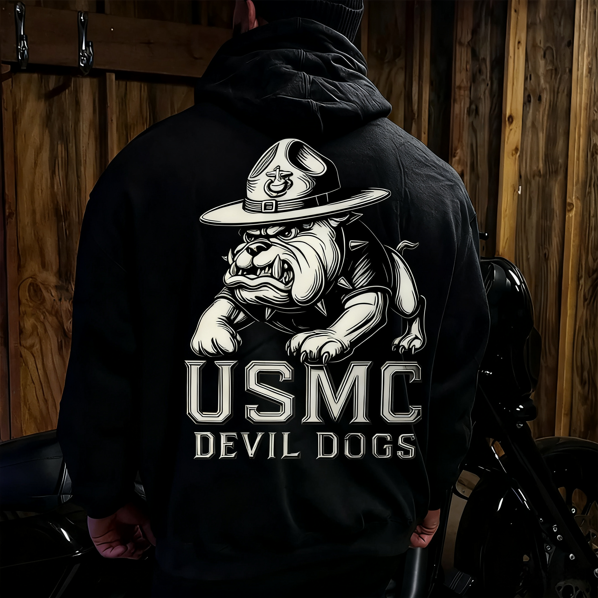 Epic! USMC Devil Dogs Bulldog Hardcore Hoodie, Fully Showcasing Marine Corps Dominance