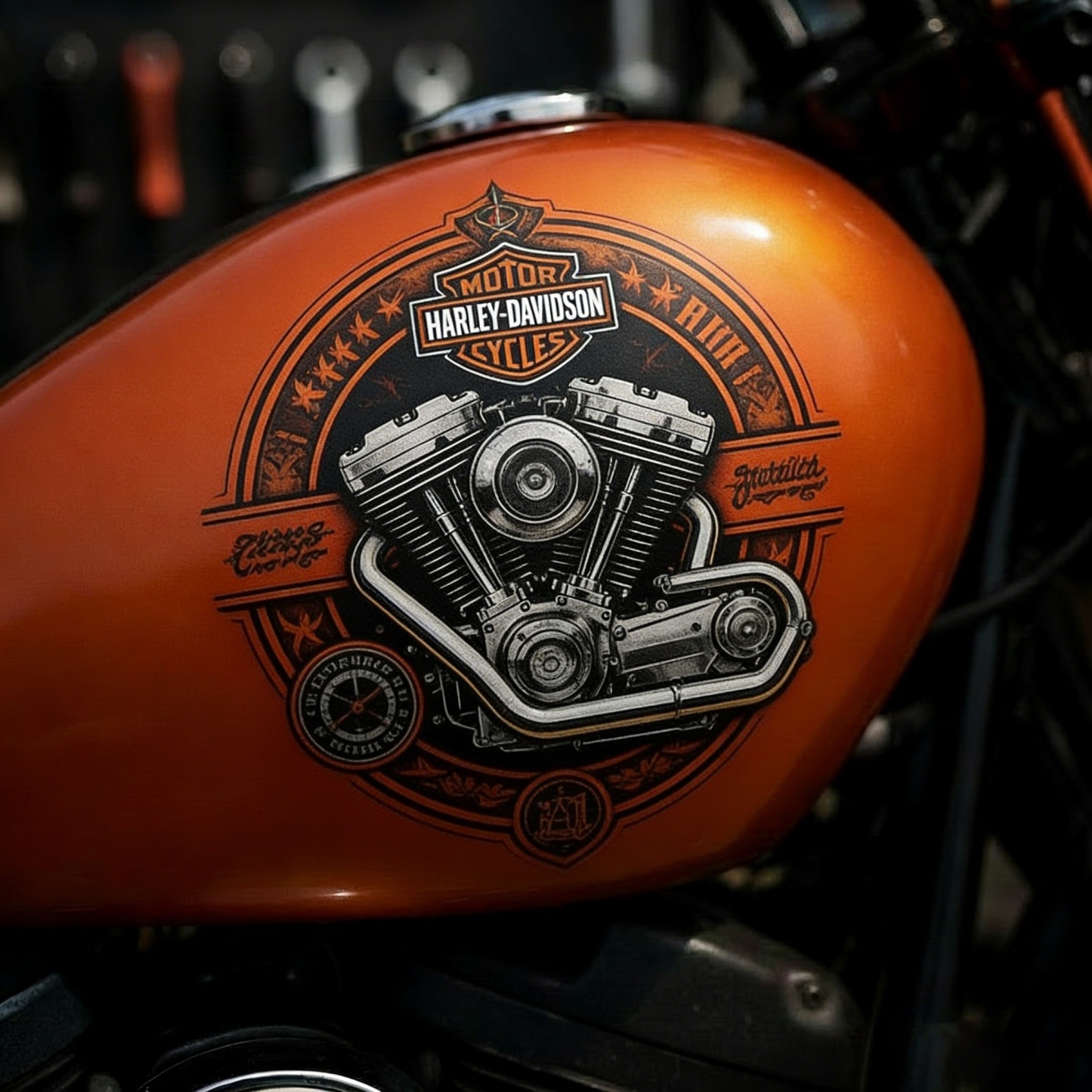 Harley-Davidson Flame & Eagle Tank Decal | 1903 Brand Motorcycle Sticker