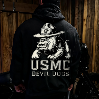Epic! USMC Devil Dogs Bulldog Hardcore Hoodie, Fully Showcasing Marine Corps Dominance