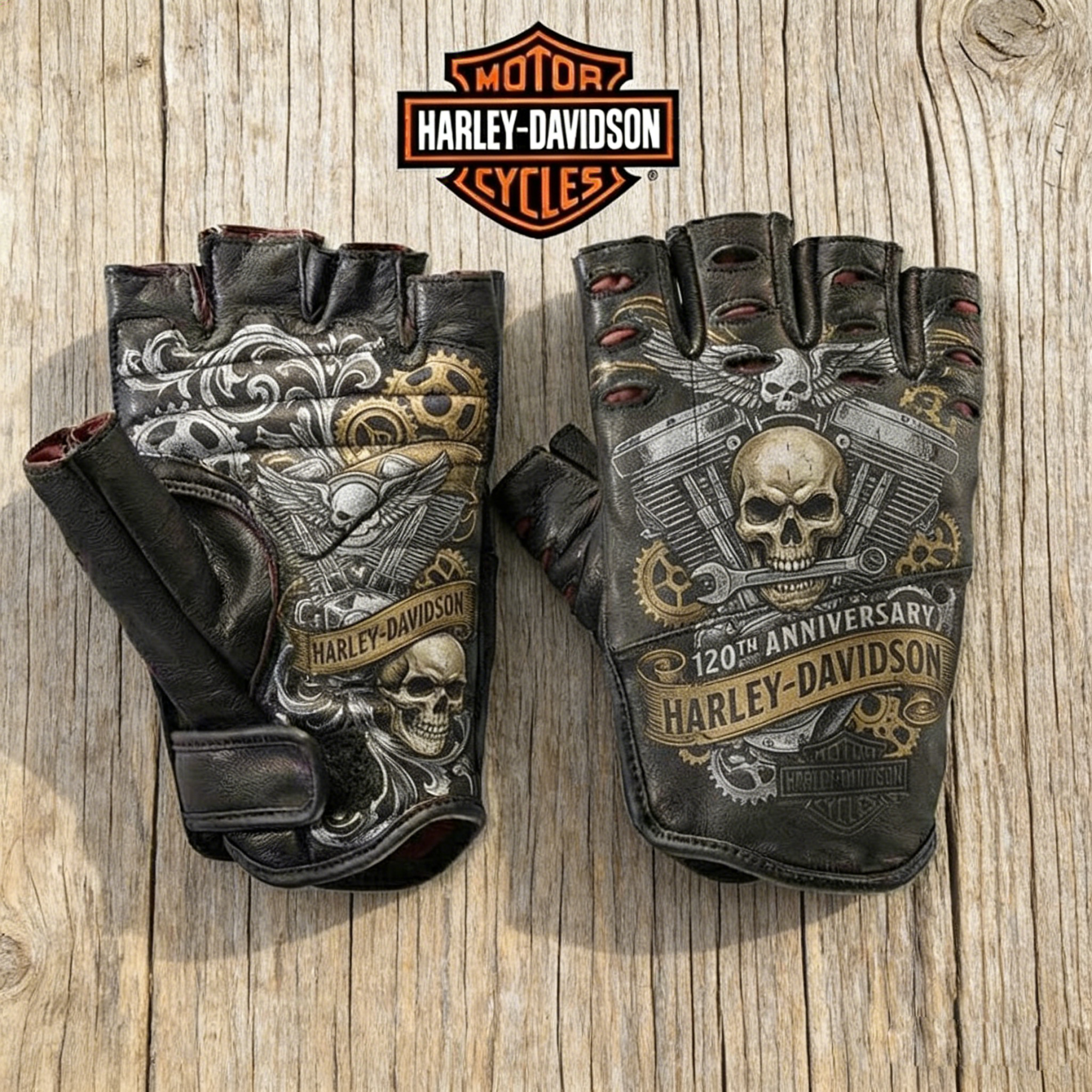 Vintage Biker Half Gloves for Motorcycle Enthusiasts