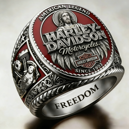 Jesus Protects My Ride Harley Rider Ring