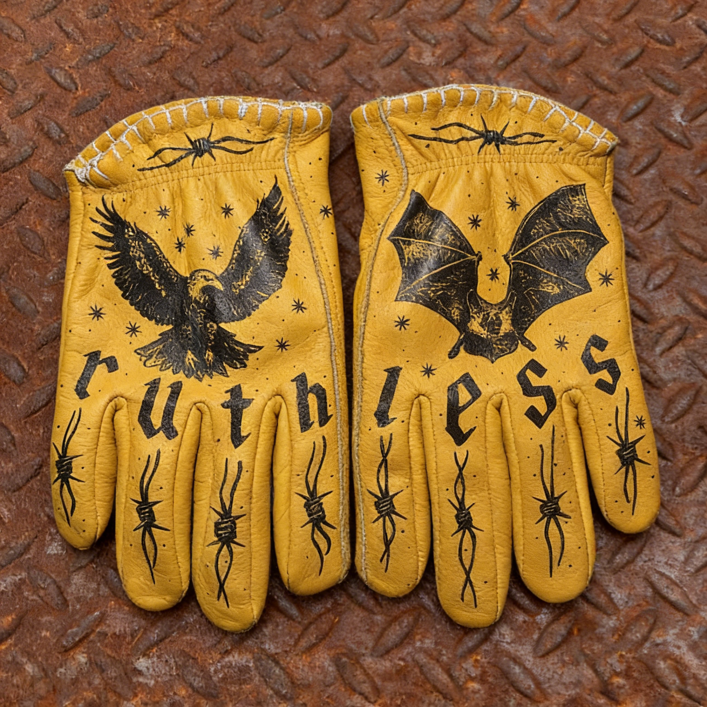Vintage Style Pattern Motorcycle Riding Gloves