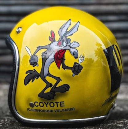 Retro Pop Art Yellow Cartoon Character Graphic Open Face Helmet
