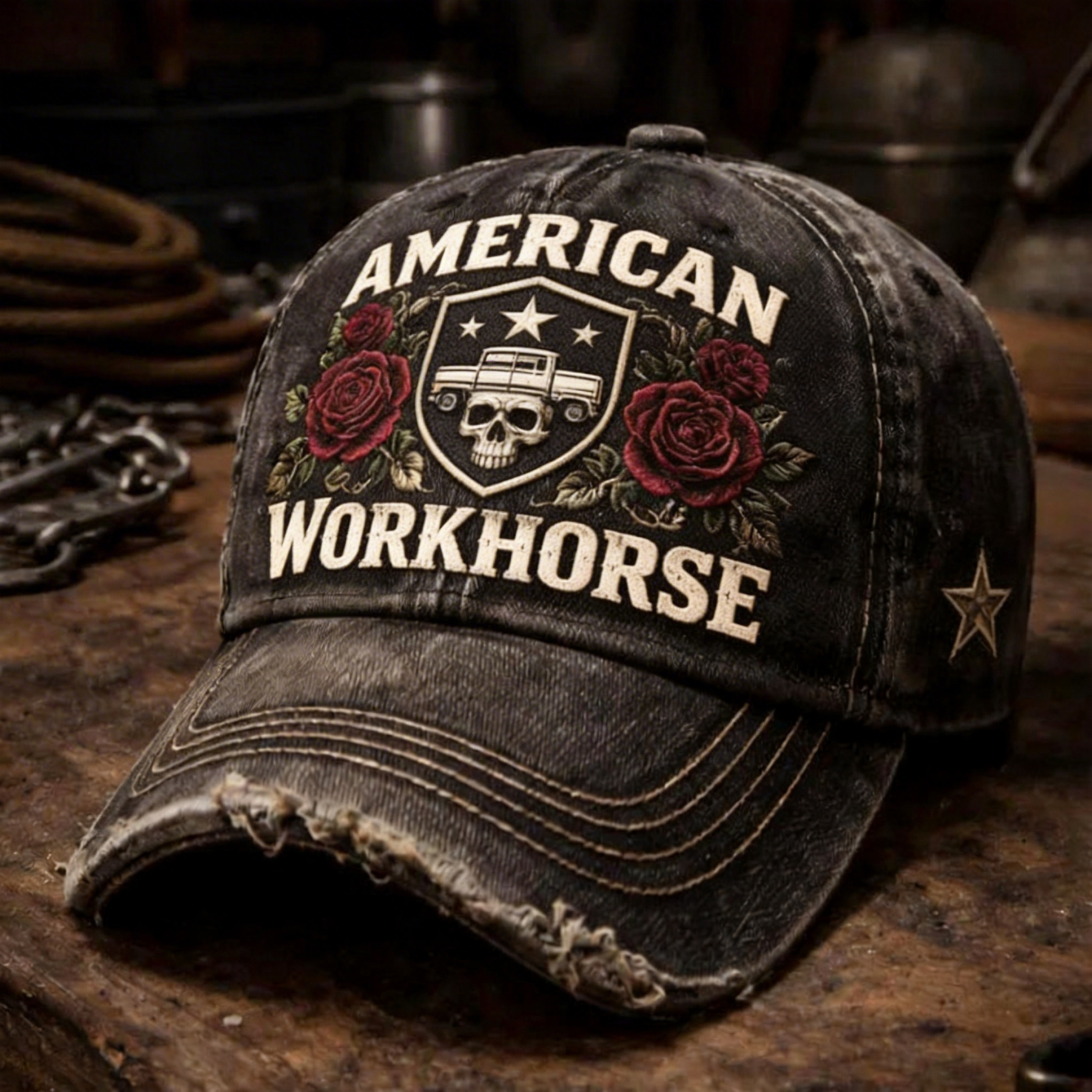 Vintage Distressed Skeleton pattern Outdoor Baseball Cap