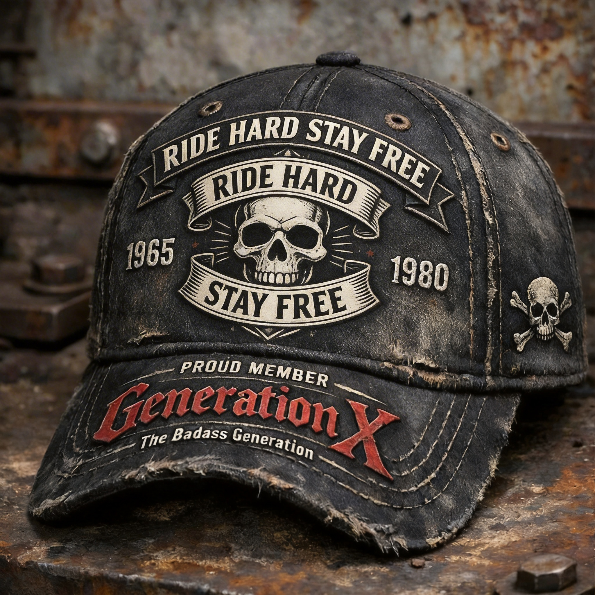 Vintage Distressed Skeleton pattern Outdoor Baseball Cap